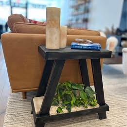 Handcrafted Solid Wood End Table – Black & Natural Finish